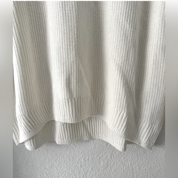 J Crew New Cotton-cashmere ribbed turtleneck sweater Cream Size L Relaxed - Picture 8 of 14